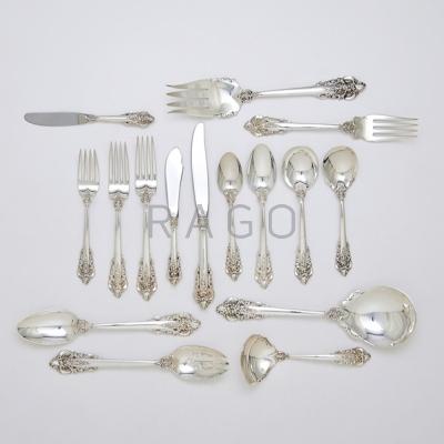 Appraisal: WALLACE GRANDE BAROQUE SILVER FLATWARE SERVICE Eight piece service for