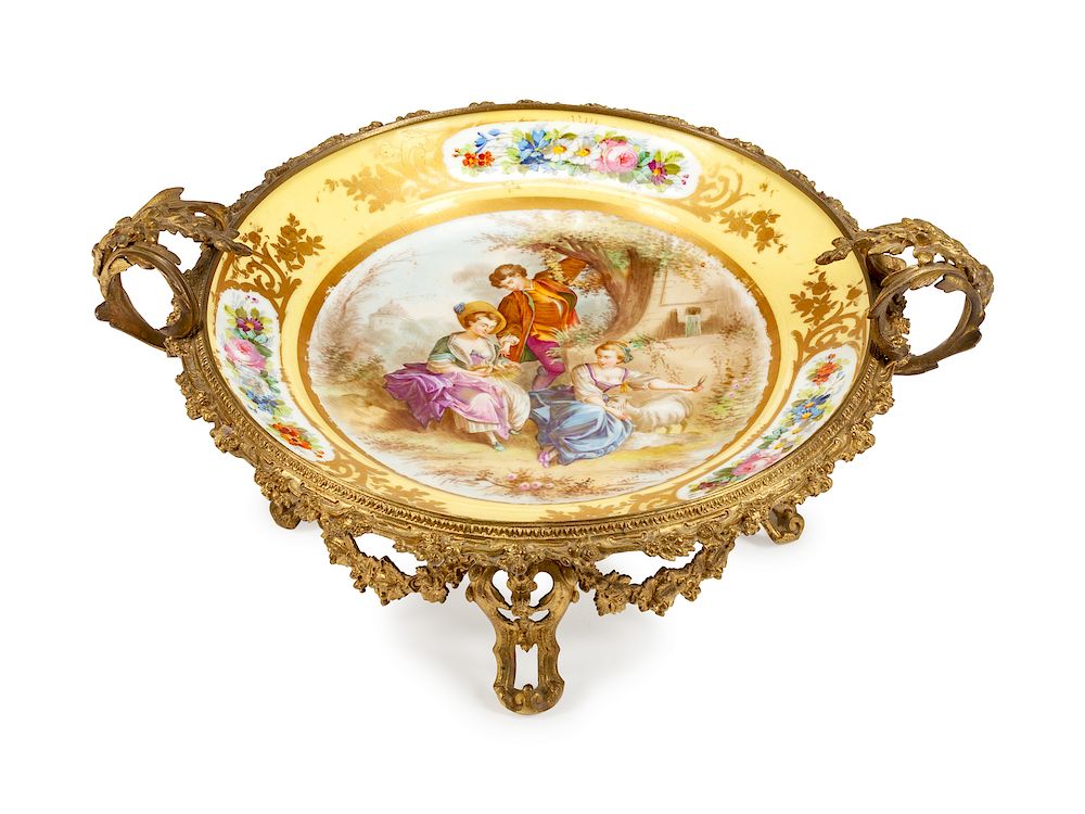 Appraisal: A Sevres Style Gilt Bronze Mounted Porcelain Bowl A Sevres