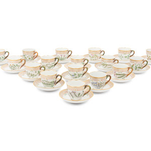 Appraisal: A Set of Twenty-Six Royal Copenhagen Flora Danica Porcelain Coffee