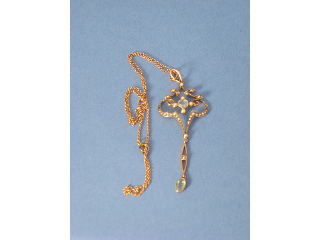 Appraisal: An Art Nouveau ct gold Pendant set seed pearls and