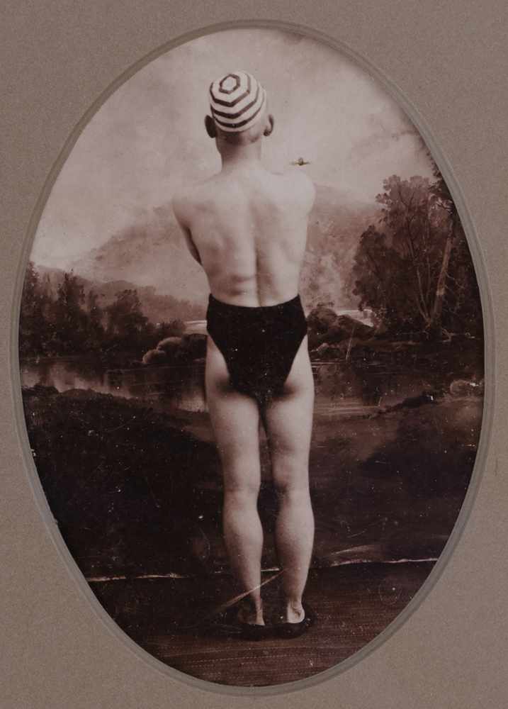 Appraisal: UNKNOWN MALE PHYSIQUE - BACK VIEW Toned silver print Provenance