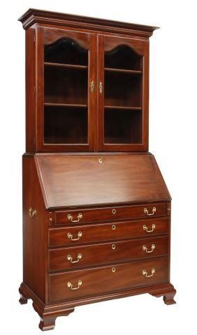 Appraisal: American Chippendale style solid mahogany secretary bookcase Henkel Harris late