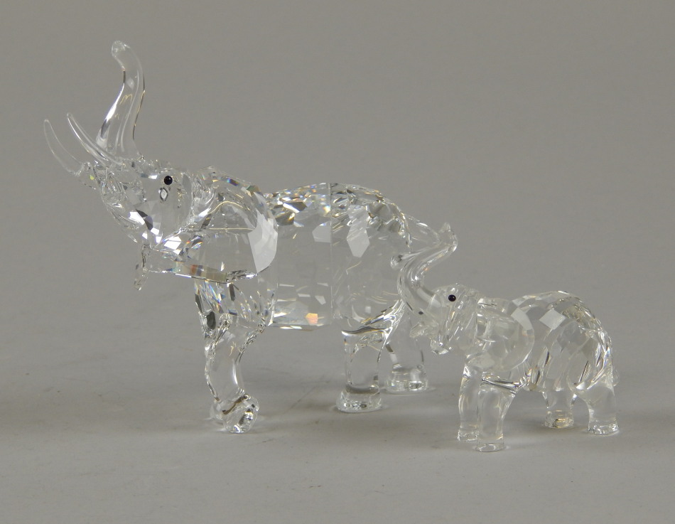 Appraisal: A Swarovski glass figure of an elephant standing with trunk