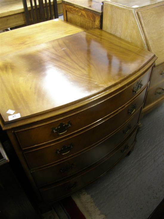 Appraisal: Mahogany bow fronted chest of four drawers