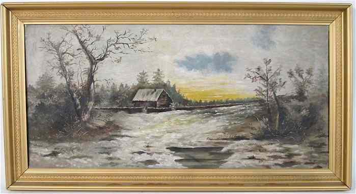 Appraisal: AMERICAN SCHOOL OIL ON CANVAS Winter landscape '' by ''