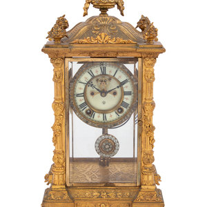 Appraisal: An Ansonia Gilt Bronze Mantel Clock Late th Century the