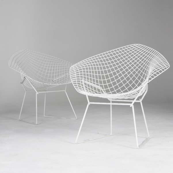 Appraisal: HARRY BERTOIA KNOLL Pair of white wire Diamond Chairs x