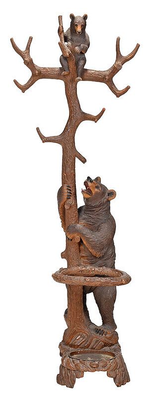 Appraisal: Fine Black Forest Bear Carved Hall Tree probably Swiss late