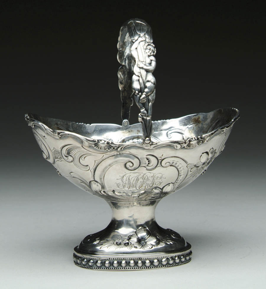 Appraisal: TENNEY SILVER BASKET Wonderful silver handled basket has repose design