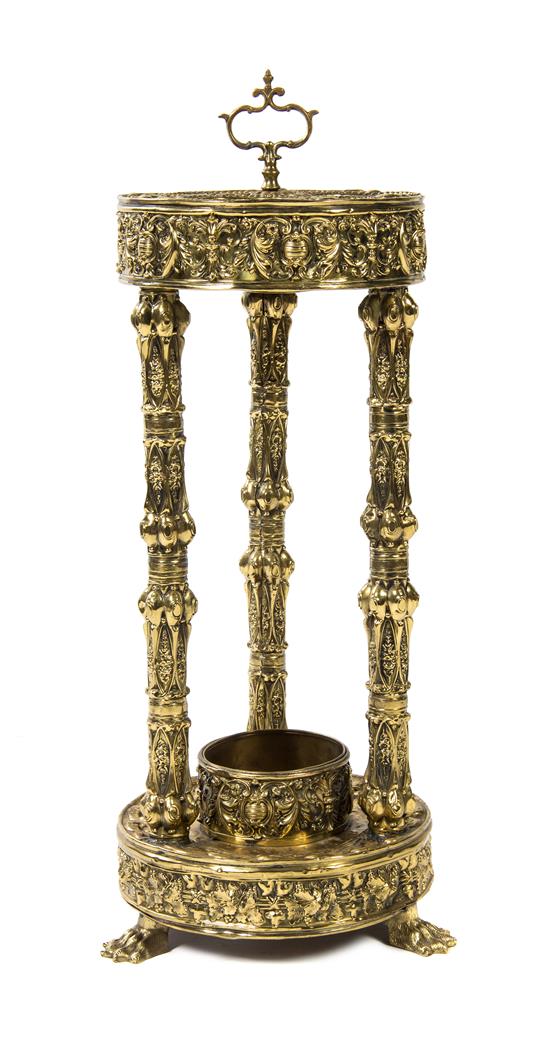 Appraisal: Sale Lot A Victorian Brass Umbrella Stand of handled three