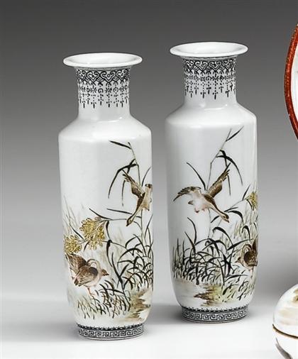 Appraisal: Small pair of Chinese famille rose bottle vases republic period