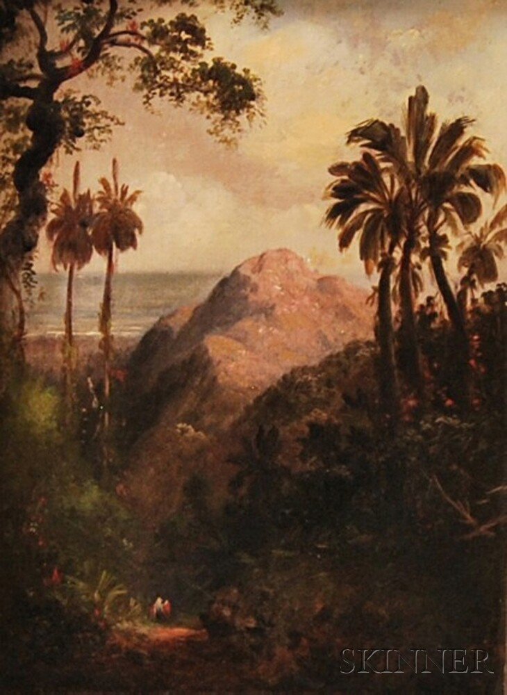 Appraisal: Granville Perkins American - Tropical Coastal Scene with Mountain Unsigned