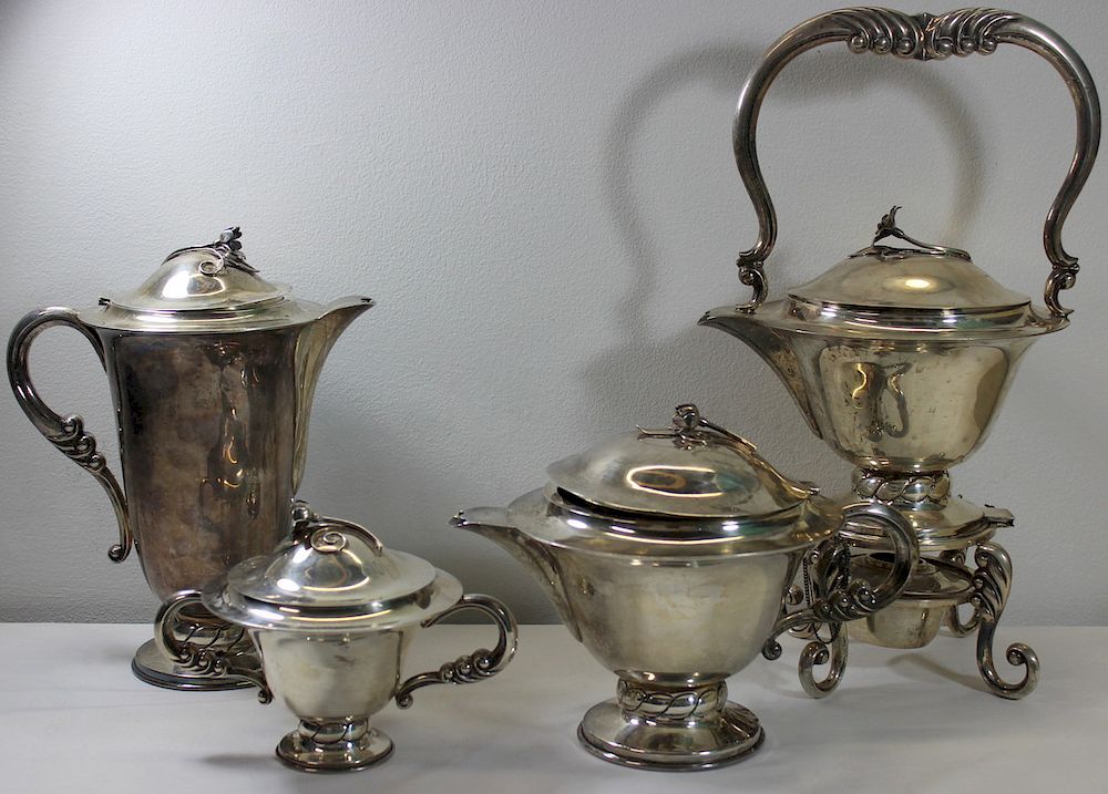 Appraisal: STERLING Spratling and Conquistador Sterling Tea Service Includes a teapot