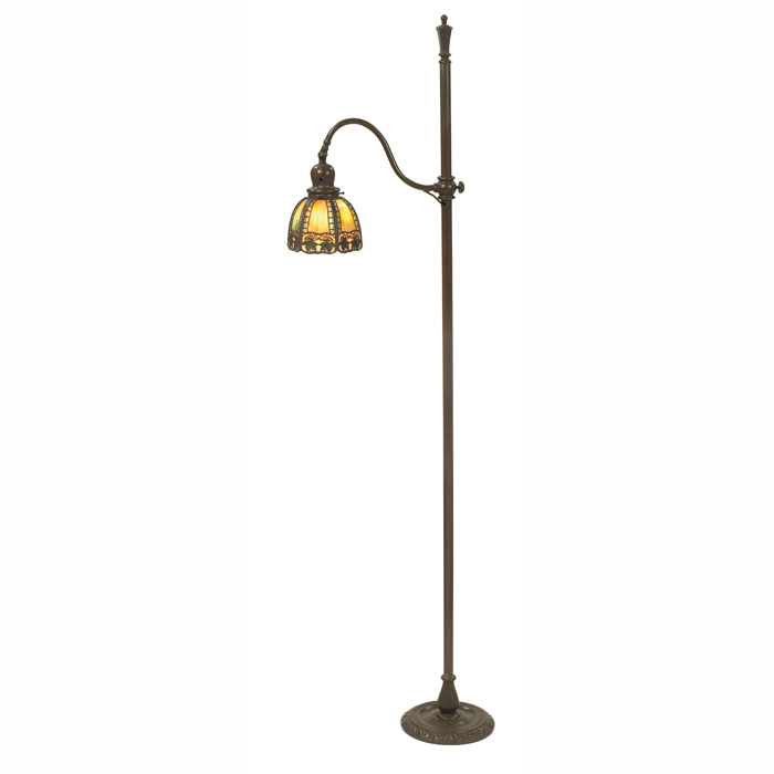 Appraisal: Handel bridge lamp slag glass shade with metal overlay and