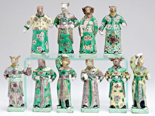 Appraisal: CHINESE PORCELAIN Ten figures representing the Calendrical animals Partial set