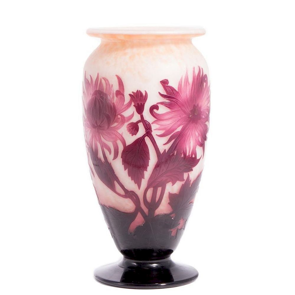 Appraisal: Adelatte Nancy Two Tone Vase French Nancy tall round glass