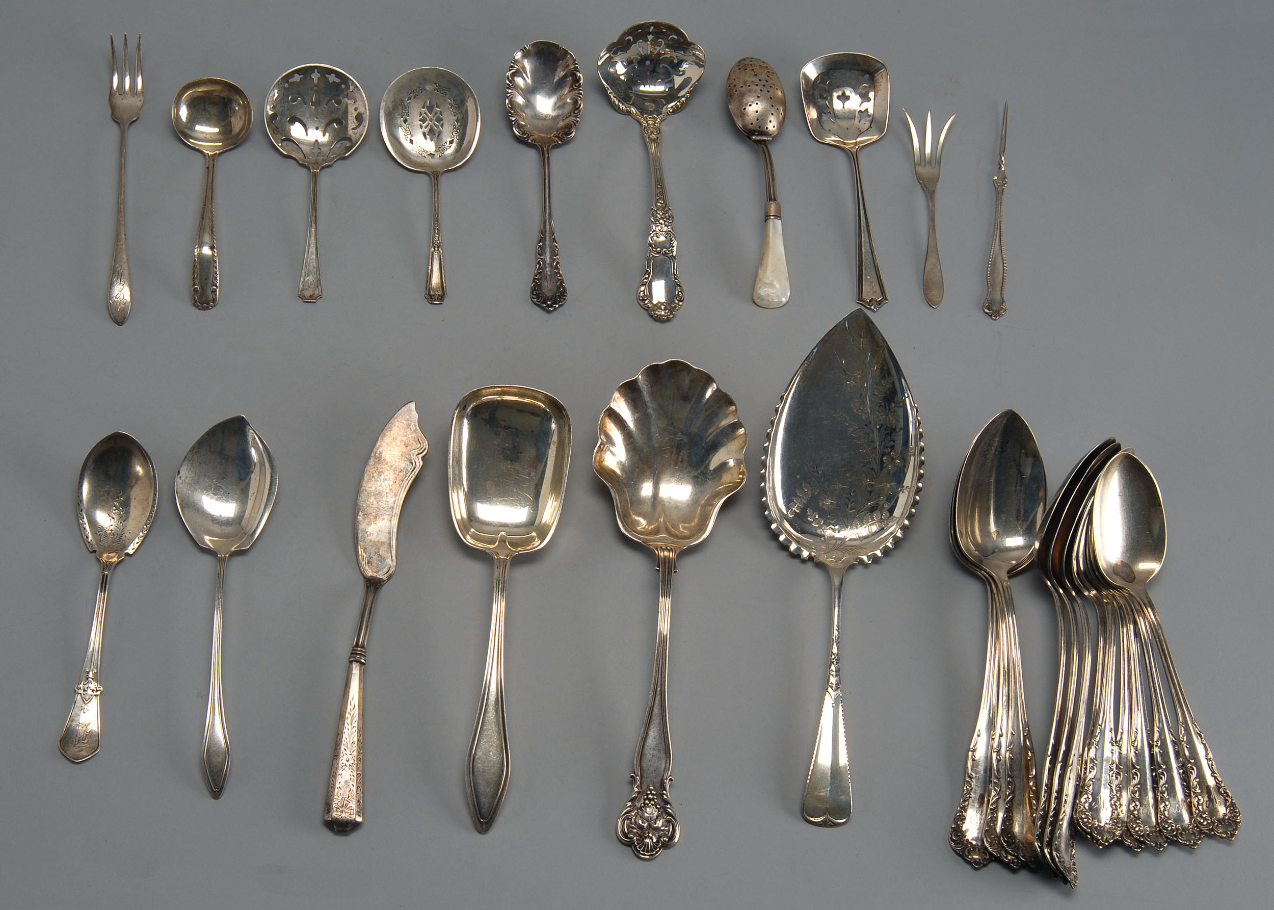 Appraisal: TWENTY-EIGHT PIECES OF STERLING SILVER FLATWARE by various makers Includes