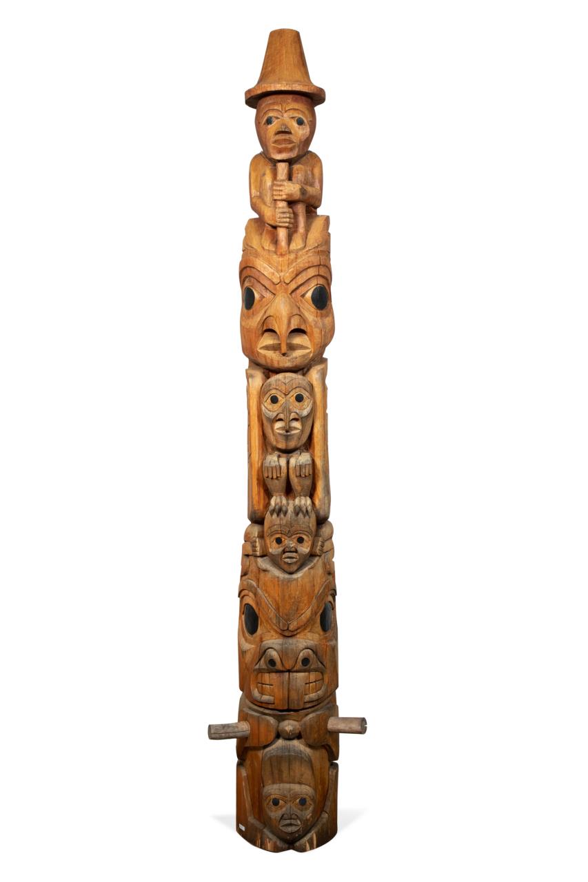 Appraisal: NORTHWEST COAST CARVED WOOD TOTEM POLE Northwest Coast carved wood