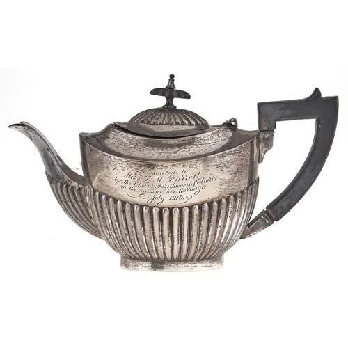 Appraisal: An Edwardian silver teapot cm h by Charles Horner Birmingham