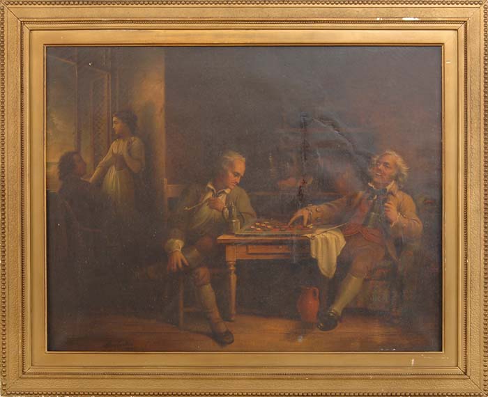 Appraisal: DENNIS MALONE CARTER Irish American - CHECKER PLAYERS Oil on