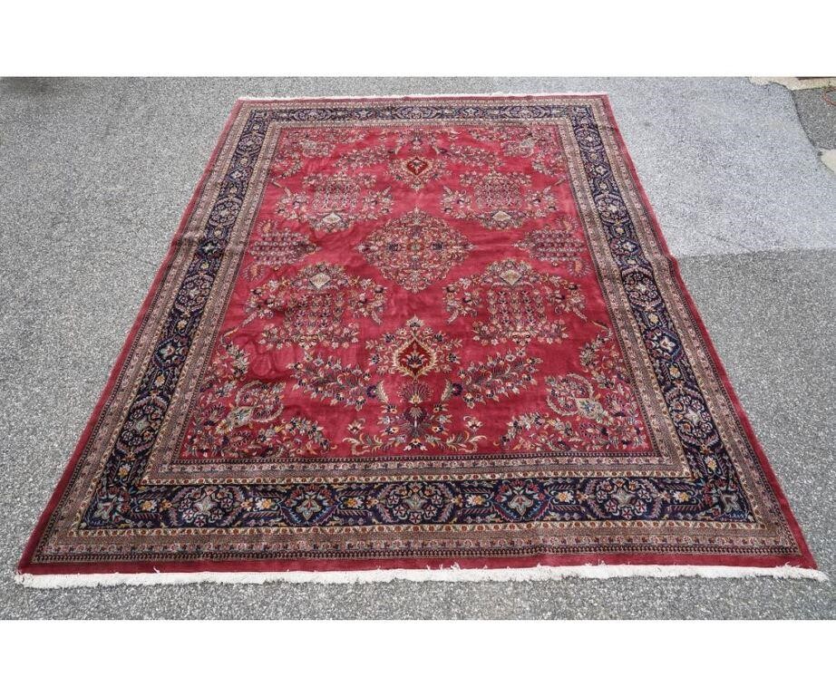 Appraisal: Palace size Kashan carpet th c with red field floral