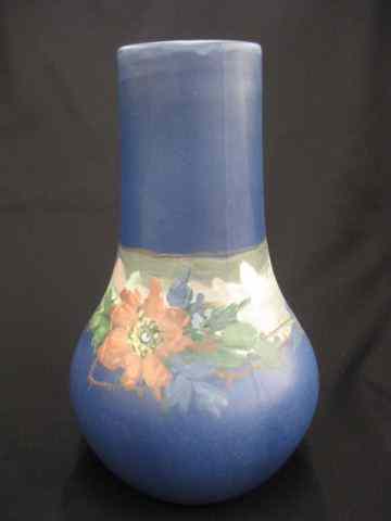 Appraisal: Weller Hudson Art Pottery Vase handpainted floral on blue glaze