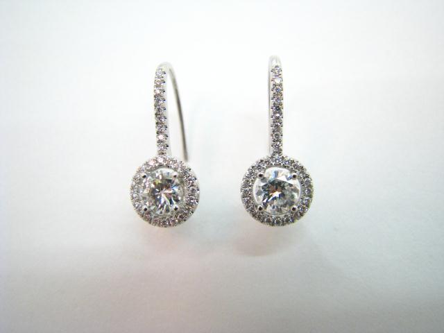 Appraisal: K White Gold Pierced Earrings with CT total weight Diamonds