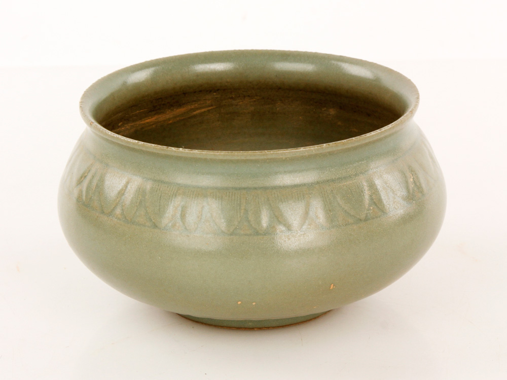 Appraisal: - Antique Chinese Green Glazed Porcelain Censer Green glazed porcelain