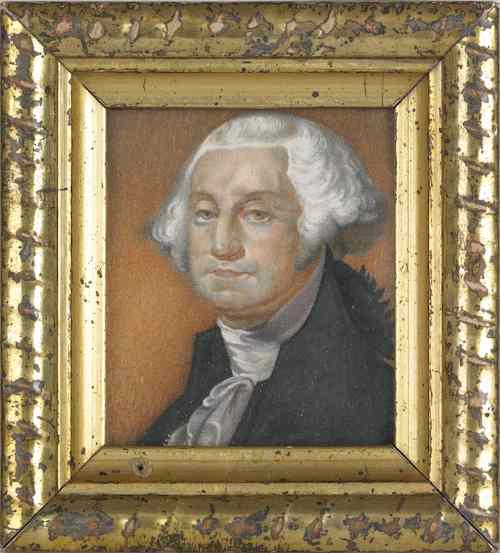 Appraisal: Miniature watercolor on ivory portrait of George Washington th c