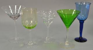 Appraisal: Group of thirty-four stemmed glasses art glass martini glasses margarita