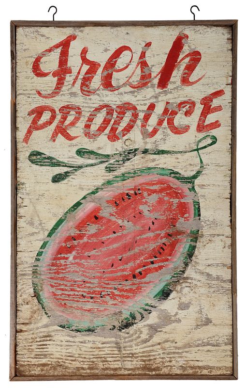 Appraisal: American Hand Painted Produce Sign th th century white red