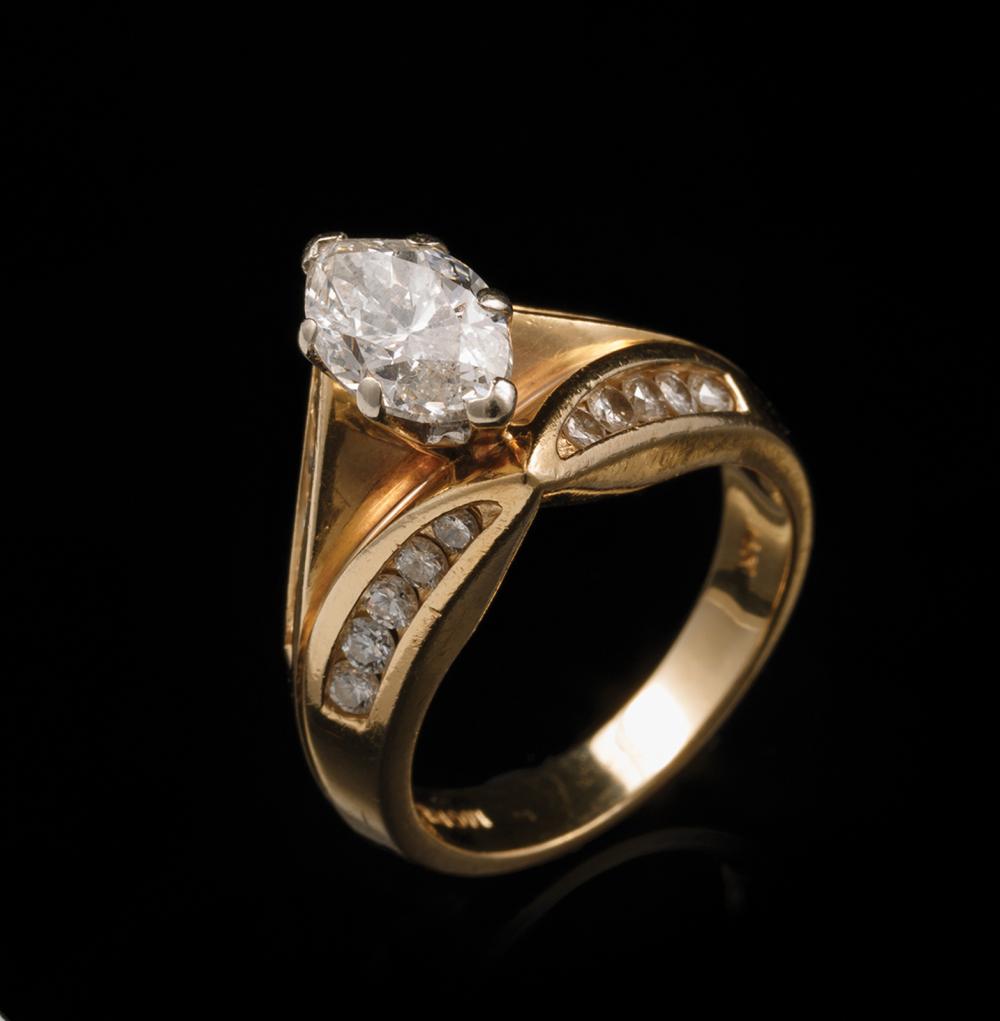 Appraisal: kt Yellow Gold and Diamond Ring set with a marquise