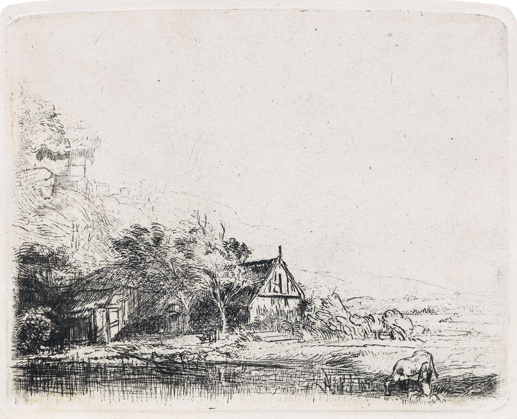 Appraisal: REMBRANDT VAN RIJN Landscape with a Cow Etching circa x