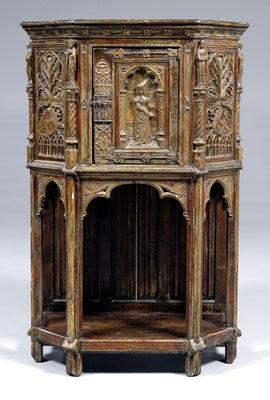 Appraisal: Gothic Revival court cupboard carved and parcel gilt one case