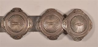 Appraisal: Vintage Navajo Sterling Silver Concho Belt Buckle is signed Sterling