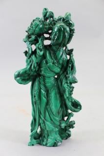 Appraisal: Carved Chinese Malachite Figural Carving Carved Chinese Malachite Figural Carving