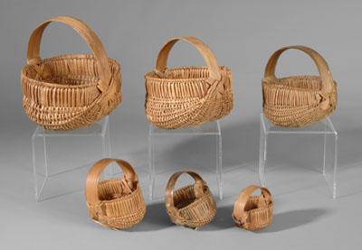 Appraisal: Set of six miniature egg baskets similar design and construction