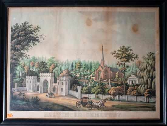 Appraisal: Baltimore Landmarks A Hoen Co ''Baltimore Cemetery'' chromolithograph about in