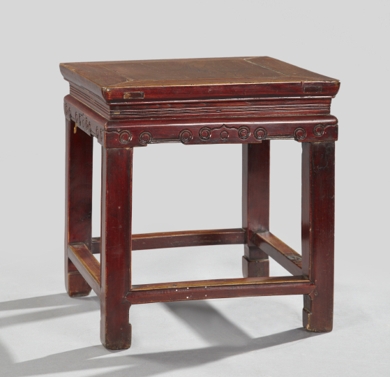 Appraisal: Tao Kuang Carved Mahogany Chairside Table second quarter th century