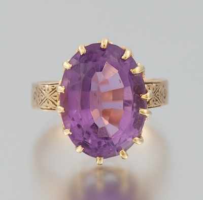 Appraisal: A Ladies' Victorian Style Amethyst Ring Testsed k yellow gold