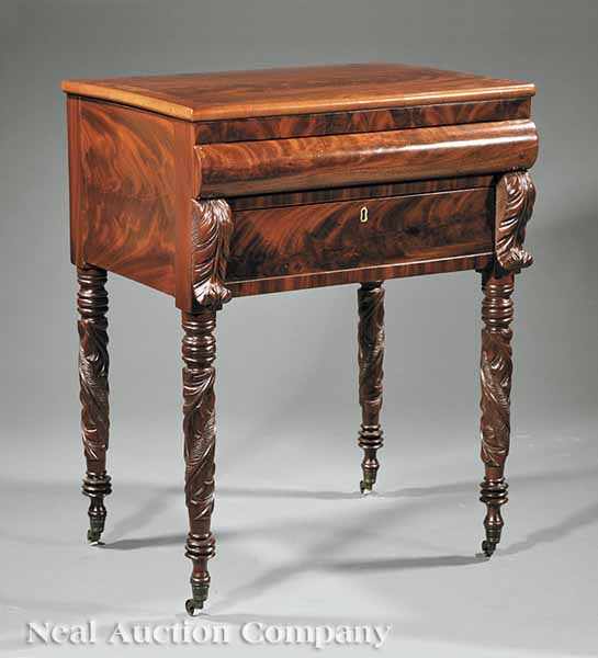 Appraisal: An American Late Federal Carved Mahogany Work Table early th