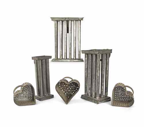 Appraisal: Three heart form cheese molds th c together with three