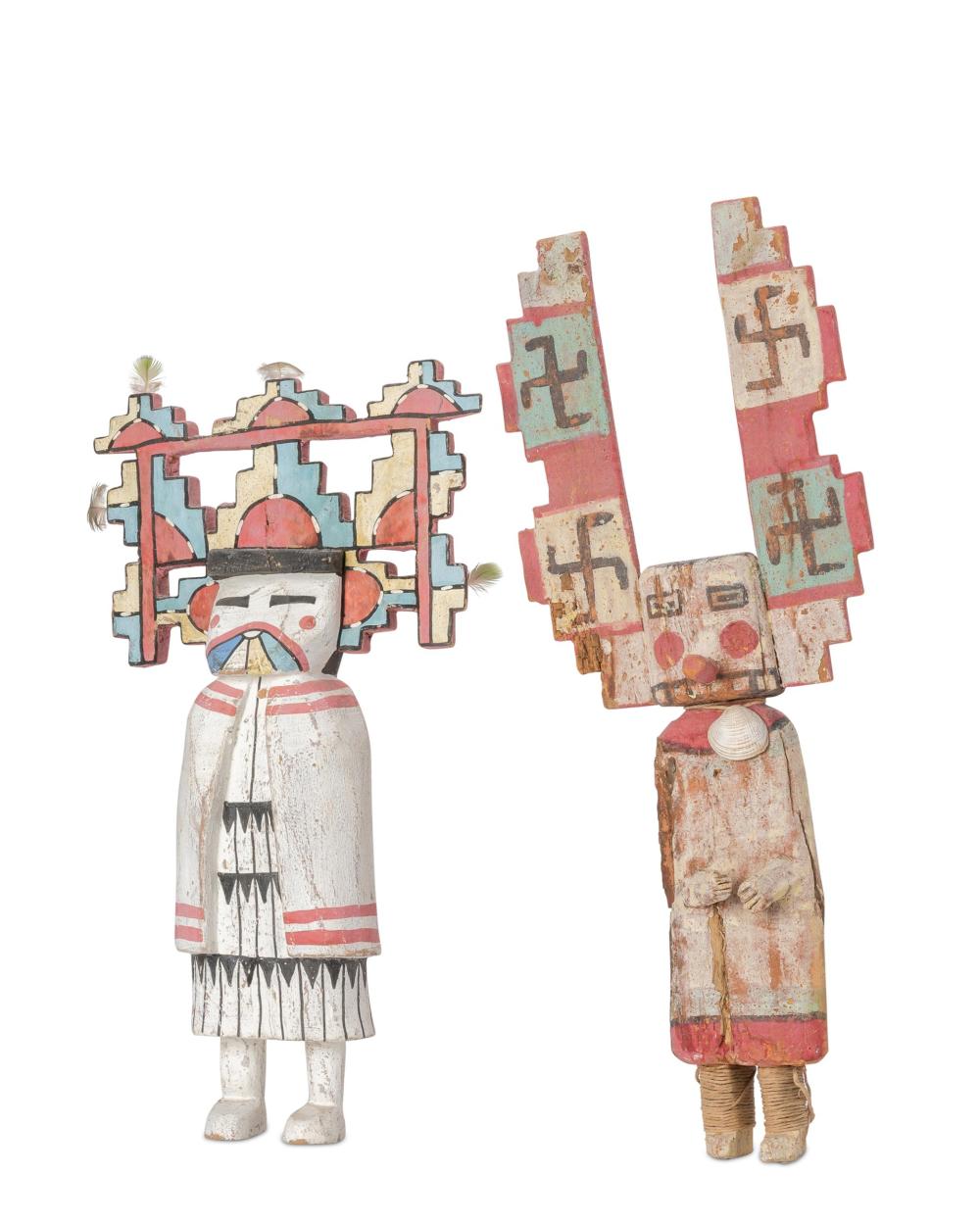 Appraisal: Two American folk art painted wood figures th Century Two