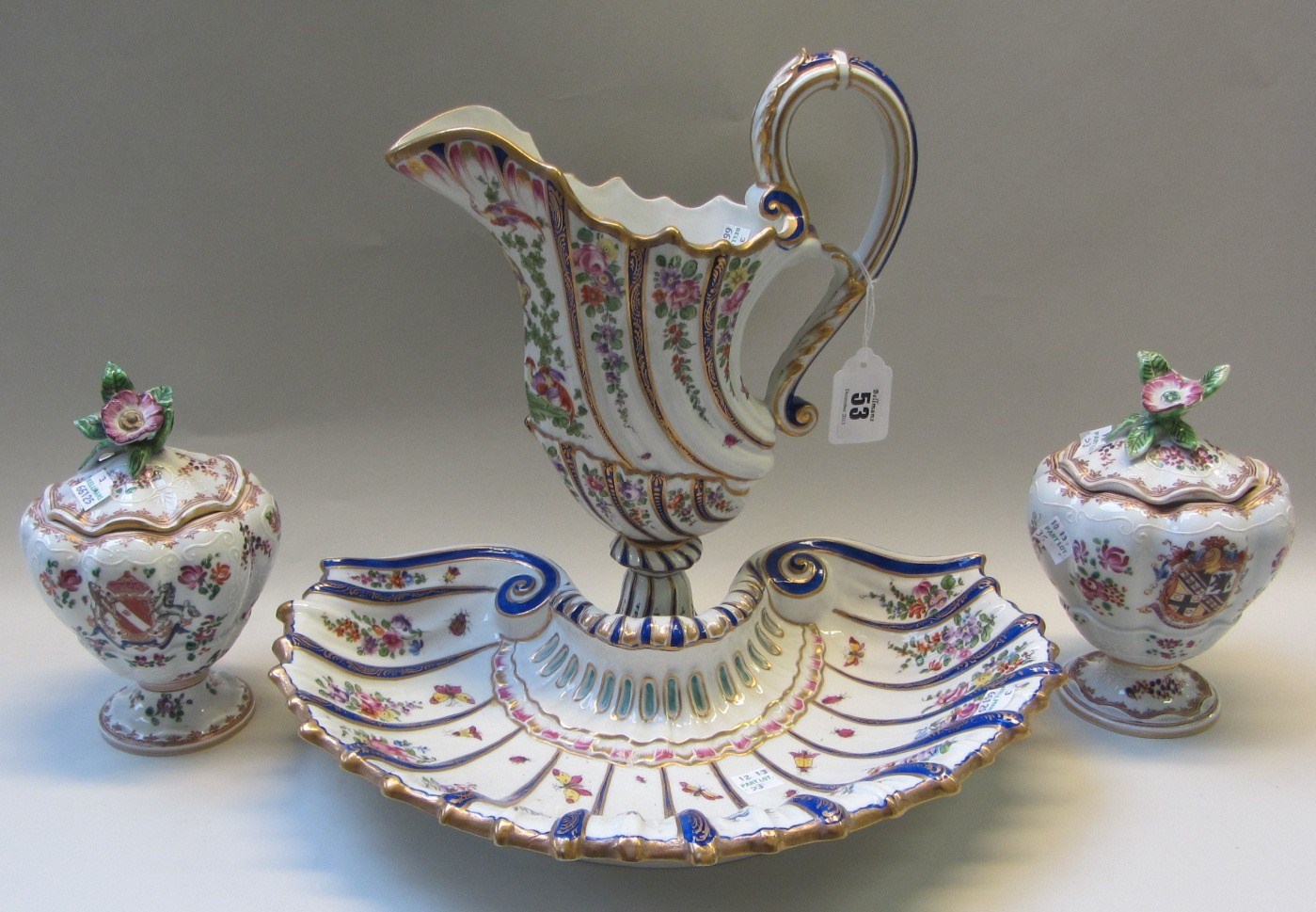 Appraisal: A French porcelain ewer and shell shaped basin late th