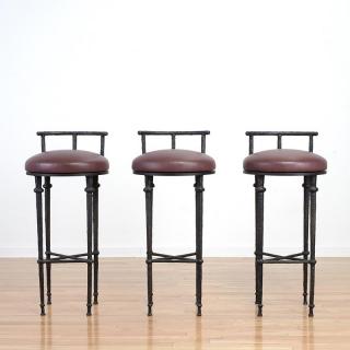 Appraisal: Manner of Giacometti solid bronze bar stools Manner of Giacometti