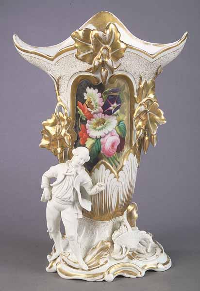 Appraisal: A Paris Porcelain Flare Vase with Bisque Figural Appliqu s