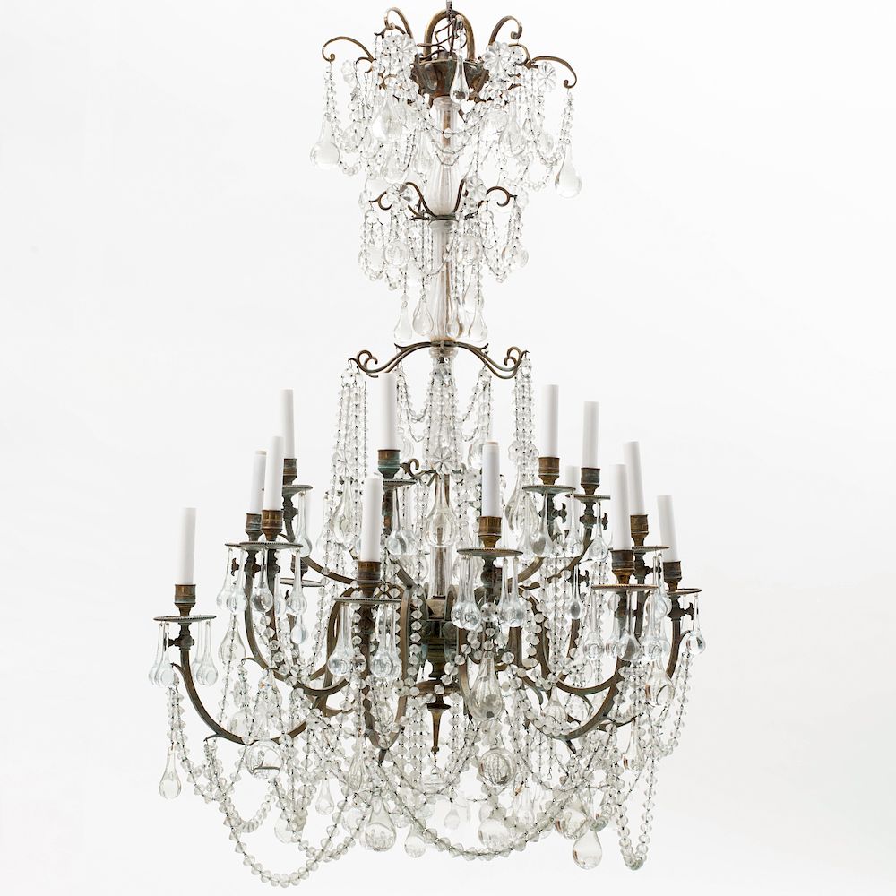 Appraisal: Napoleon III Bronze-Mounted Cut Glass Eighteen Arm Chandelier x in