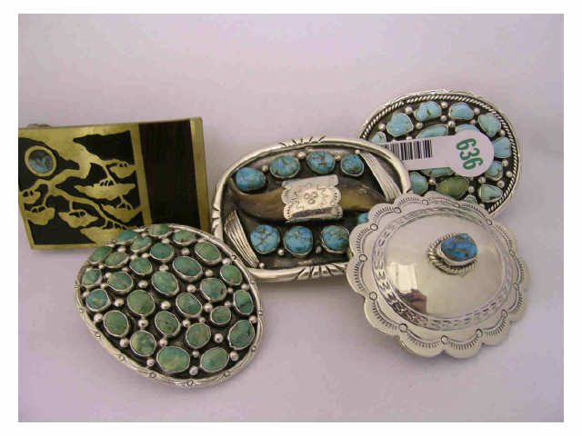 Appraisal: Five turquoise belt buckles