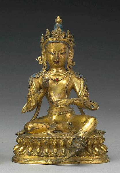 Appraisal: A Tibetan gilt bronze figure of the Buddha Vajrasattva th