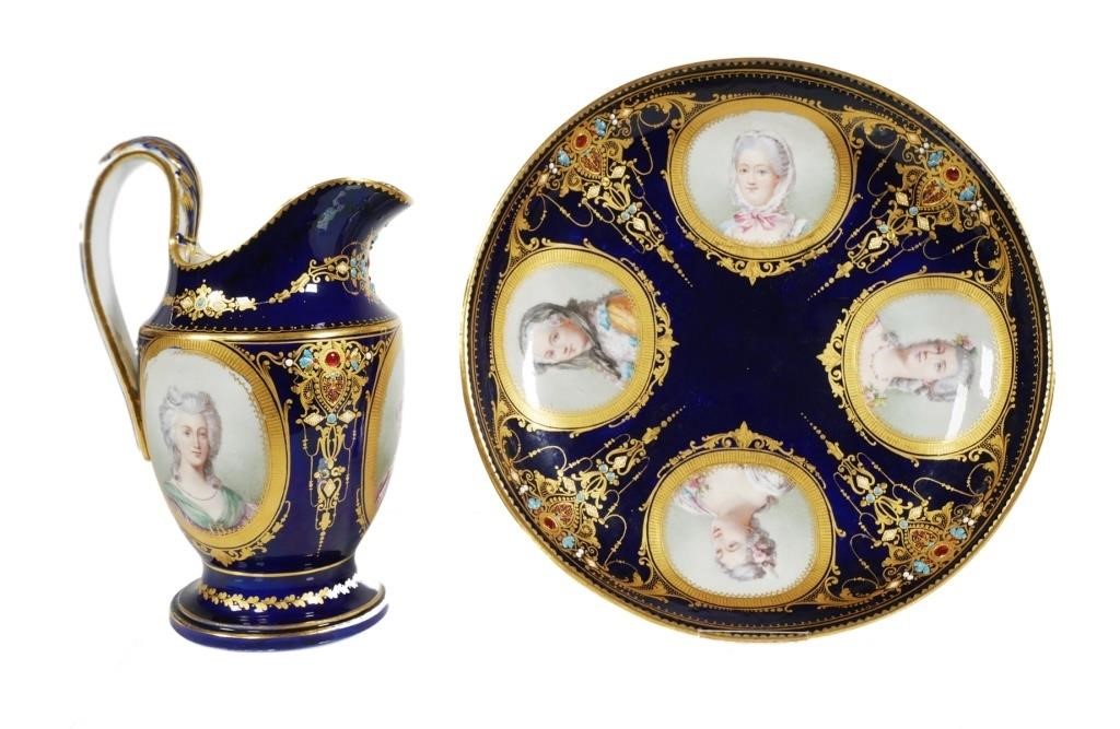 Appraisal: Portrait jug and plate bearing handpainted depictions of Louis XVI